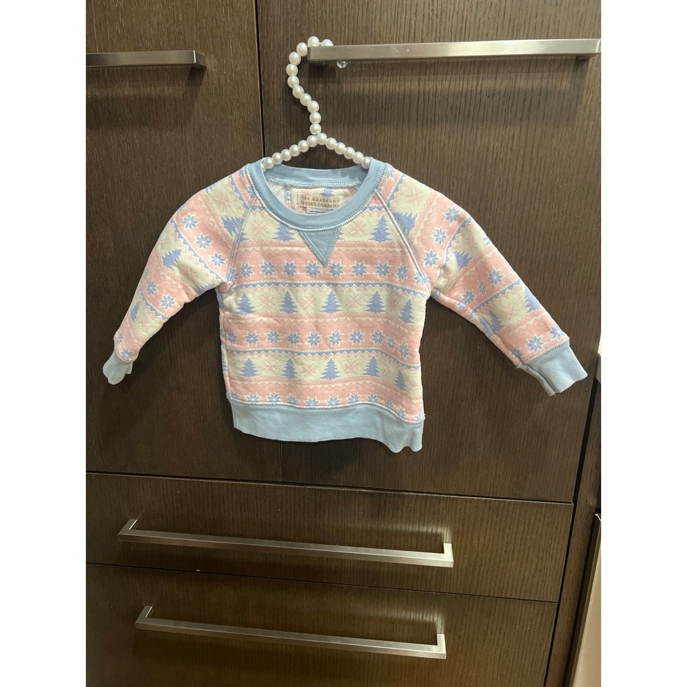 Beaufort Bonnet Company (TBBC) Girl's Sweatshirt Pink Fairisle 6-12 months